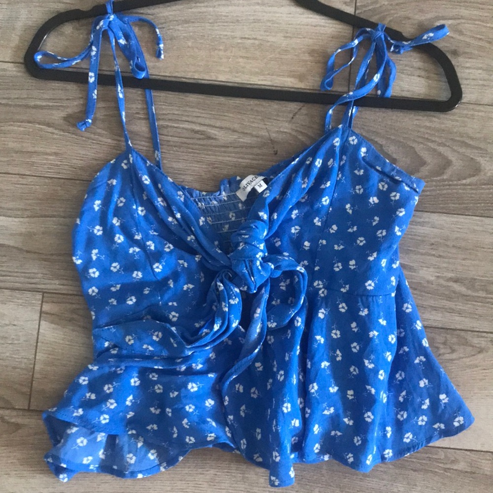 Blue floral crop top